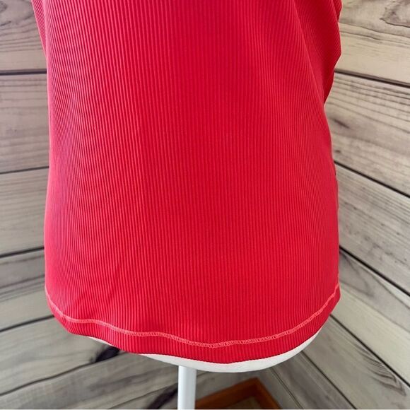 Adidas Bright Coral Ribbed Racerback Athletic Tank Top - Picture 3 of 5